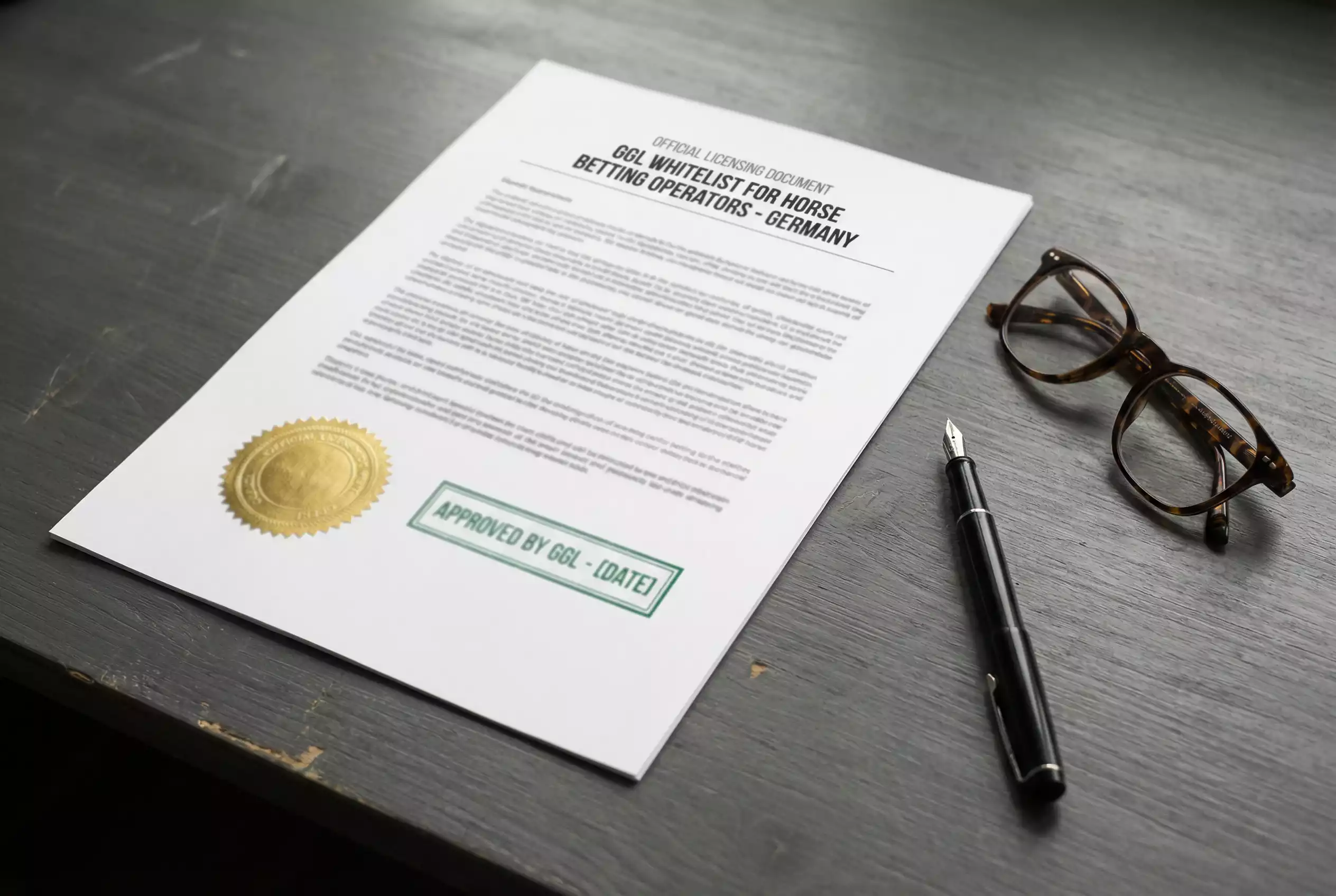 GGL Whitelist Pferdewetten – Offizielles Dokument mit Prüfsiegel und Stempel