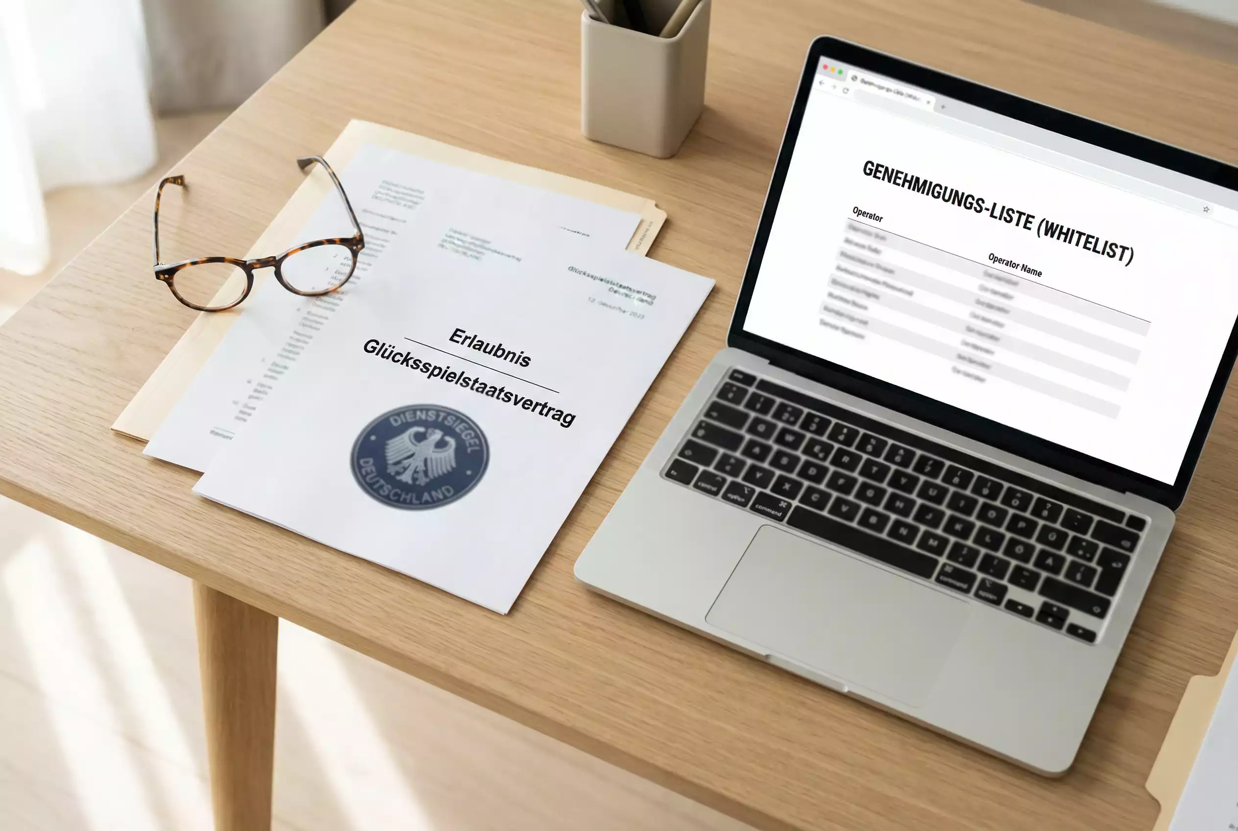 Dokumente und Siegel der Gemeinsamen Glücksspielbehörde der Länder zur Lizenzierung von Pferdewetten